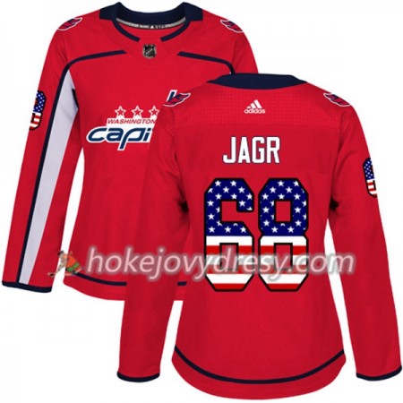 Dámské Hokejový Dres Washington Capitals Jaromir Jagr 68 2017-2018 USA Flag Fashion Černá Adidas Authentic